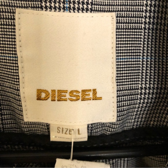 Diesel Vintage Cotton Zip Up Jacket varsity Micro plaid women w pockets Sz large - Picture 9 of 13